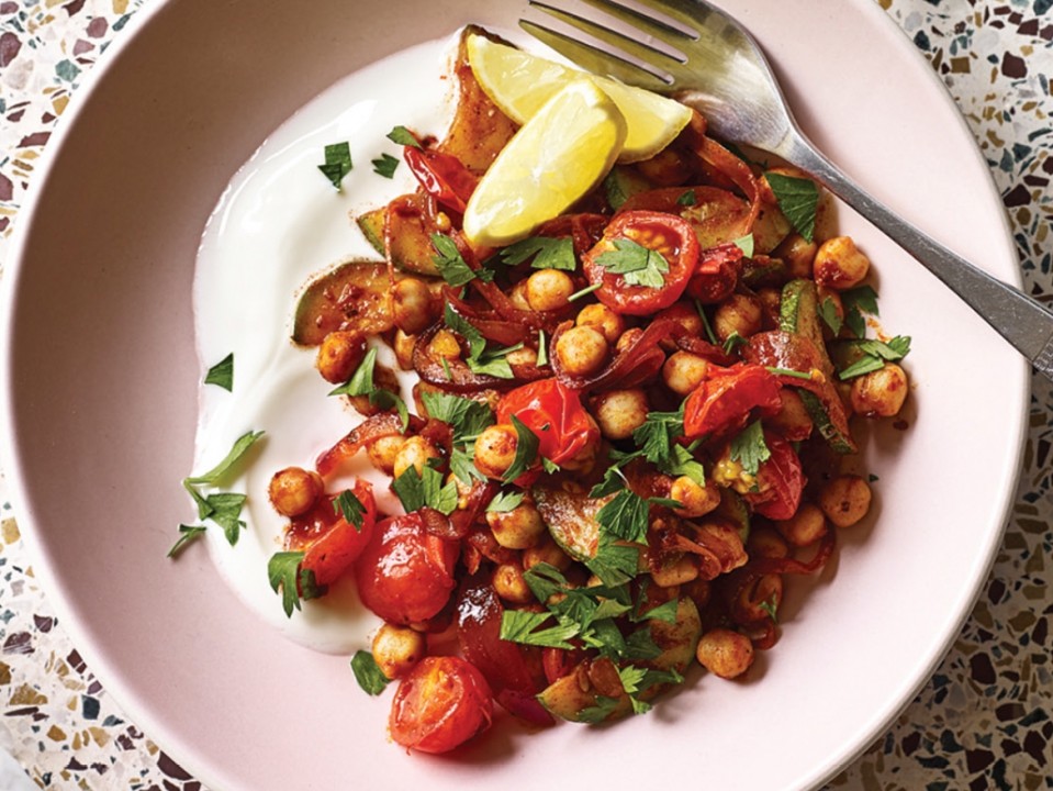 Chickpeas with Harissa Yoghurt
